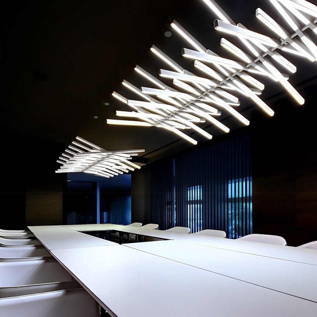 Nordic Wave Black Art Fish Bone Linear Ceiling Light