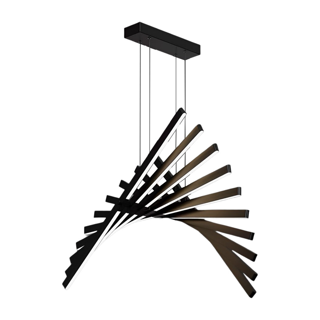 Nordic Wave Black Art Fish Bone Linear Ceiling Light