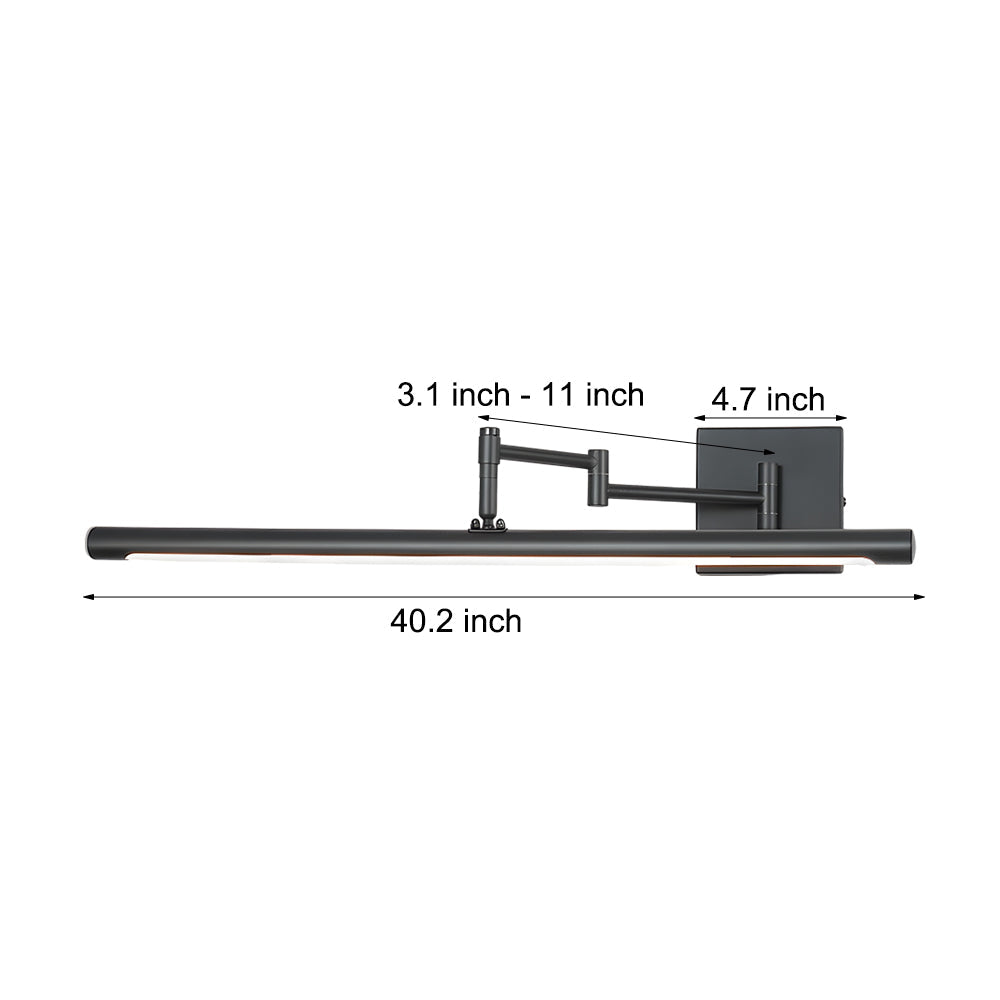 Premium Black Metal Swing Arm Vanity Light for Bathroom
