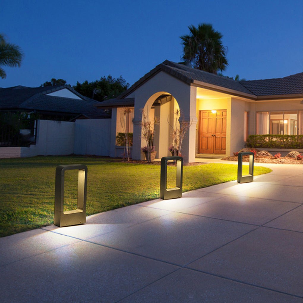 Modern Waterproof Black Bollard Light for Outdoor Use