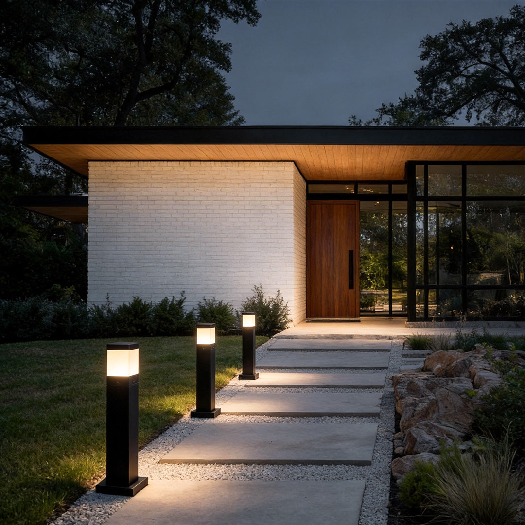 Modern Square Outdoor Bollard Light - Commercial Grade