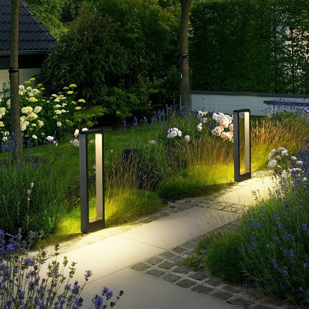 Modern Waterproof Black Bollard Light for Outdoor Use