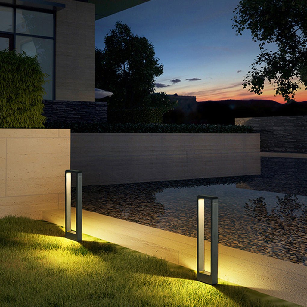 Modern Waterproof Black Bollard Light for Outdoor Use