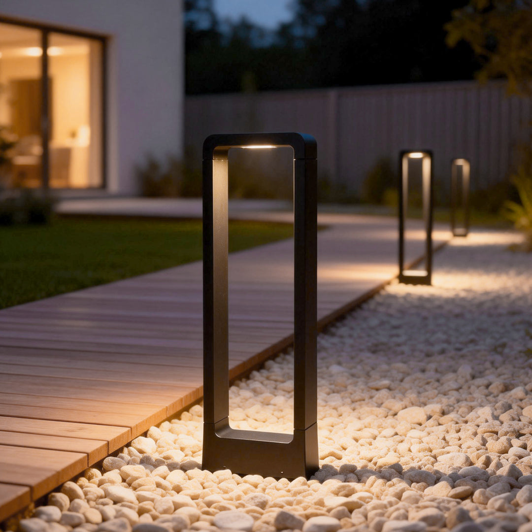 Modern Waterproof Black Bollard Light for Outdoor Use