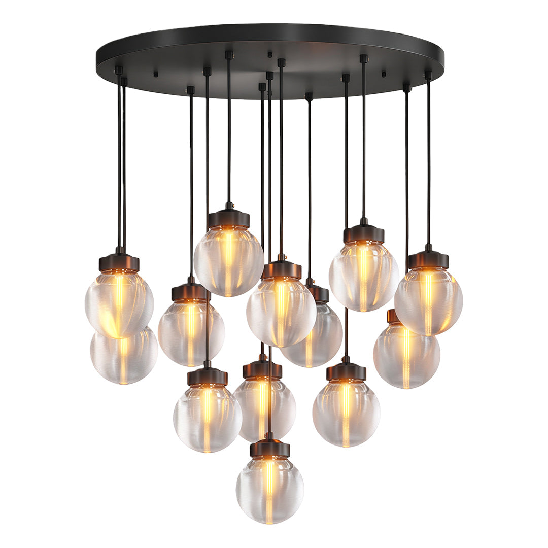 Luxury Copper and Glass Chandelier - Modern Ceiling Light
