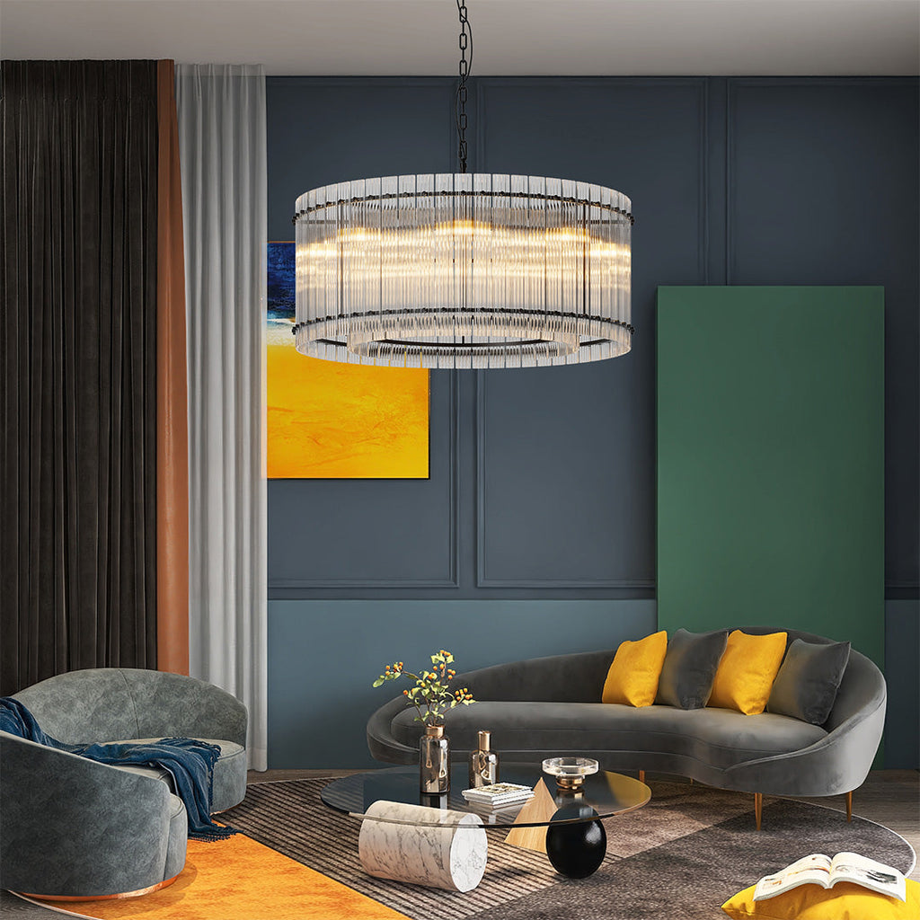 Luxury Iron Chandelier with Glass Lamp Shade - Elegant Ceiling Light