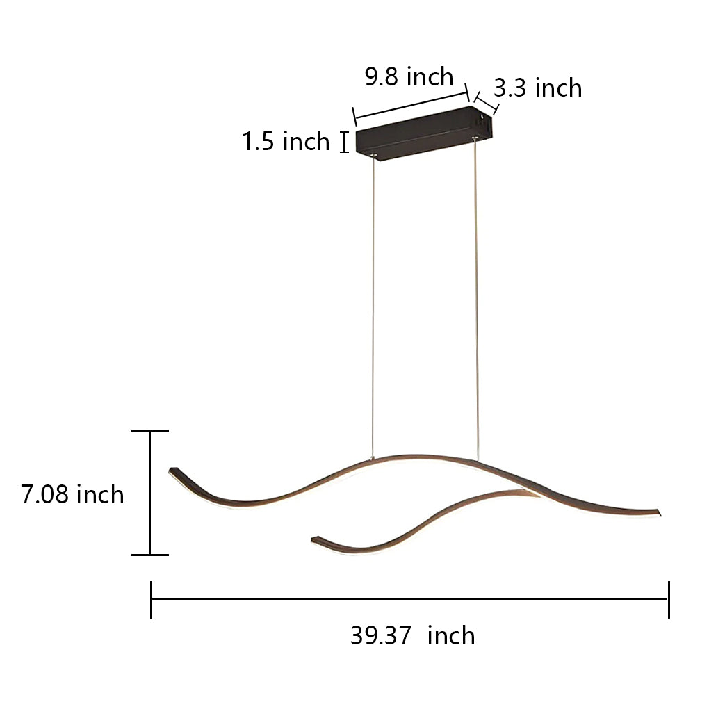Wavy Curved LED Pendant Light - Modern Metal Ceiling Fixture