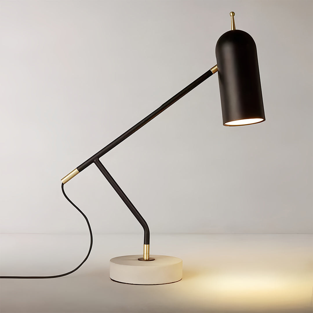 Modern Black Marble Desk Lamp - Elegant Minimalist Office Reading Light