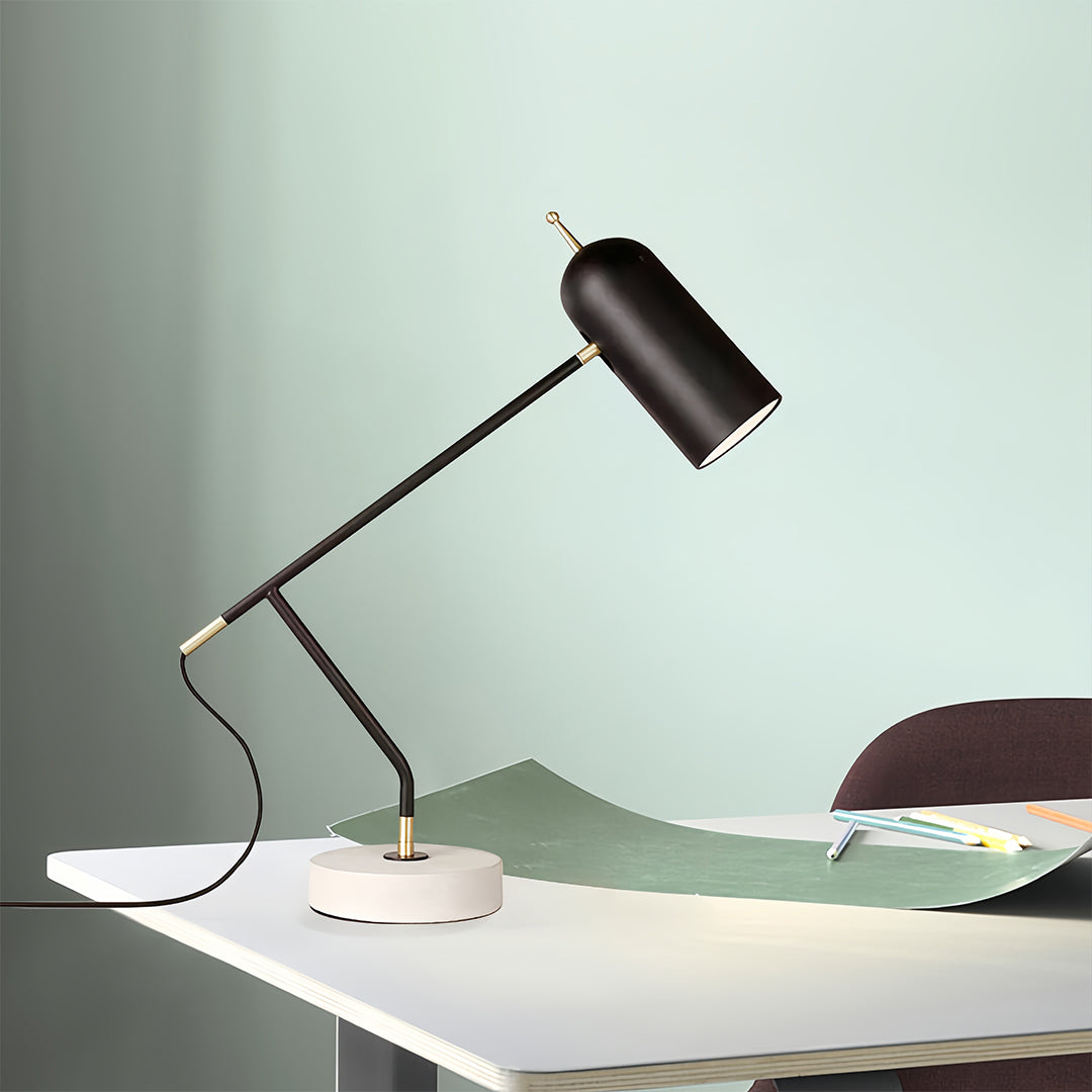 Modern Black Marble Desk Lamp - Elegant Minimalist Office Reading Light