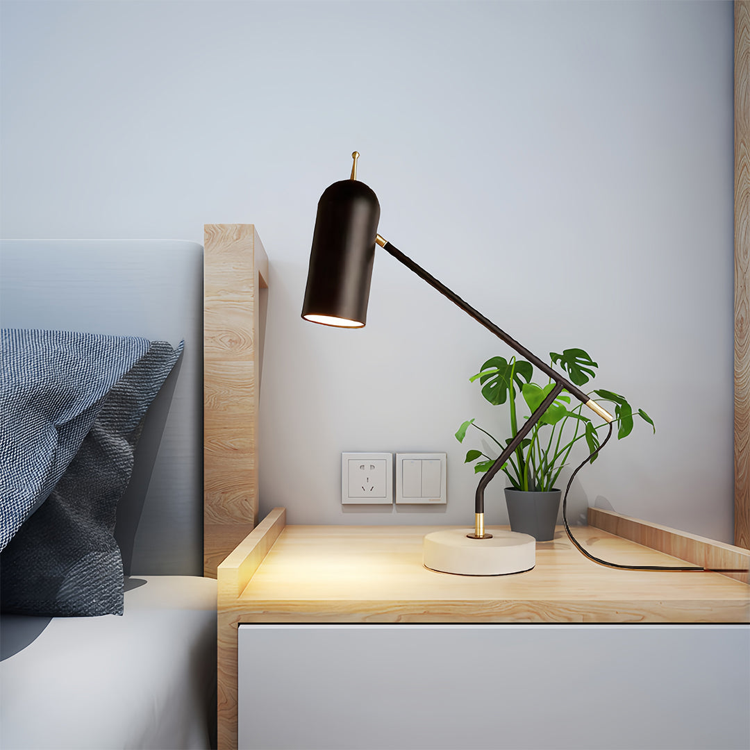Modern Black Marble Desk Lamp - Elegant Minimalist Office Reading Light