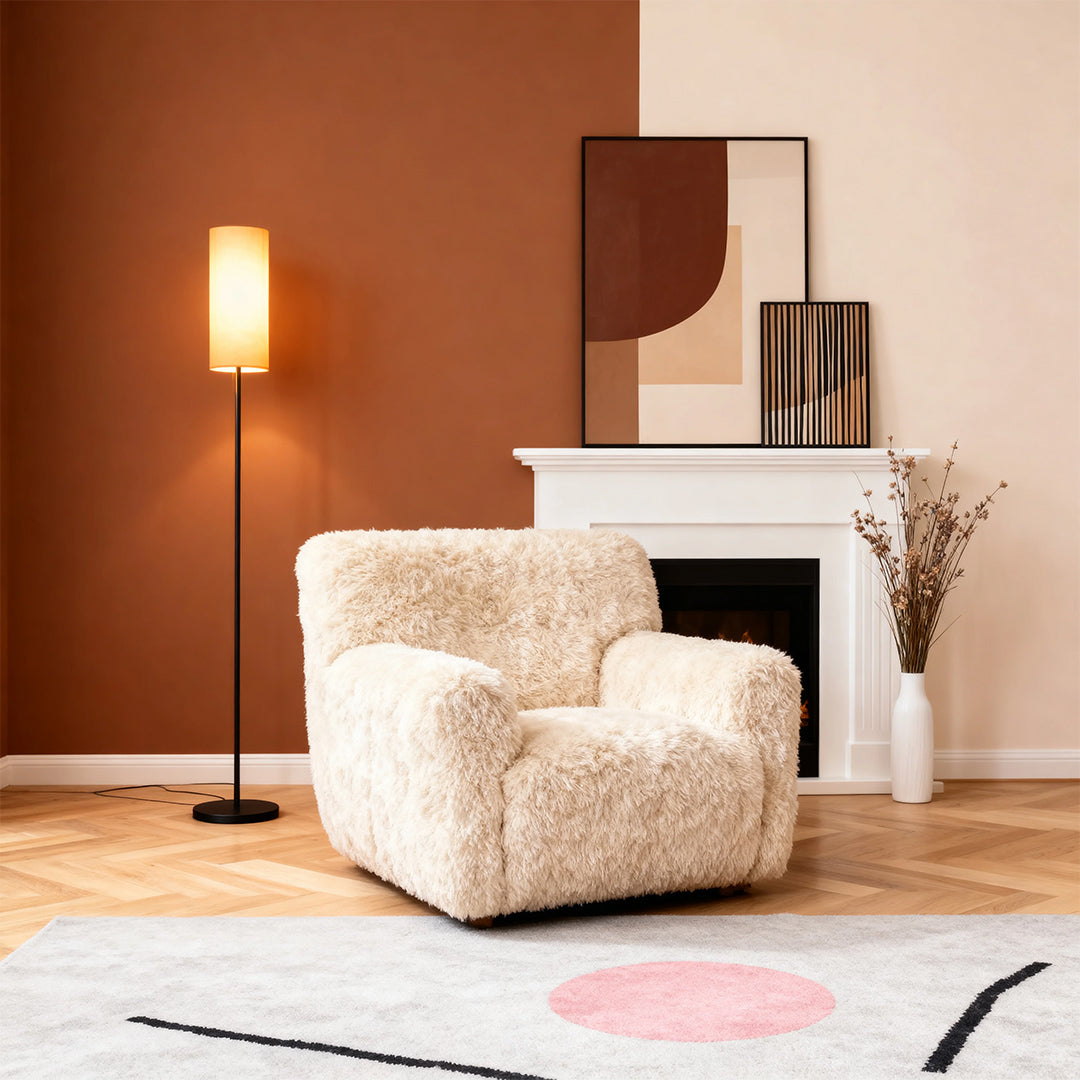 Premium Black Wrought Iron Floor Lamp with Artistic Linen Shade