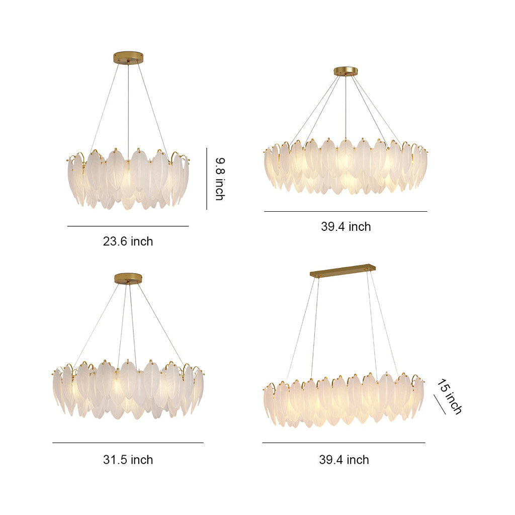 Modern Luxury Glass Feather Chandelier Ceiling Light