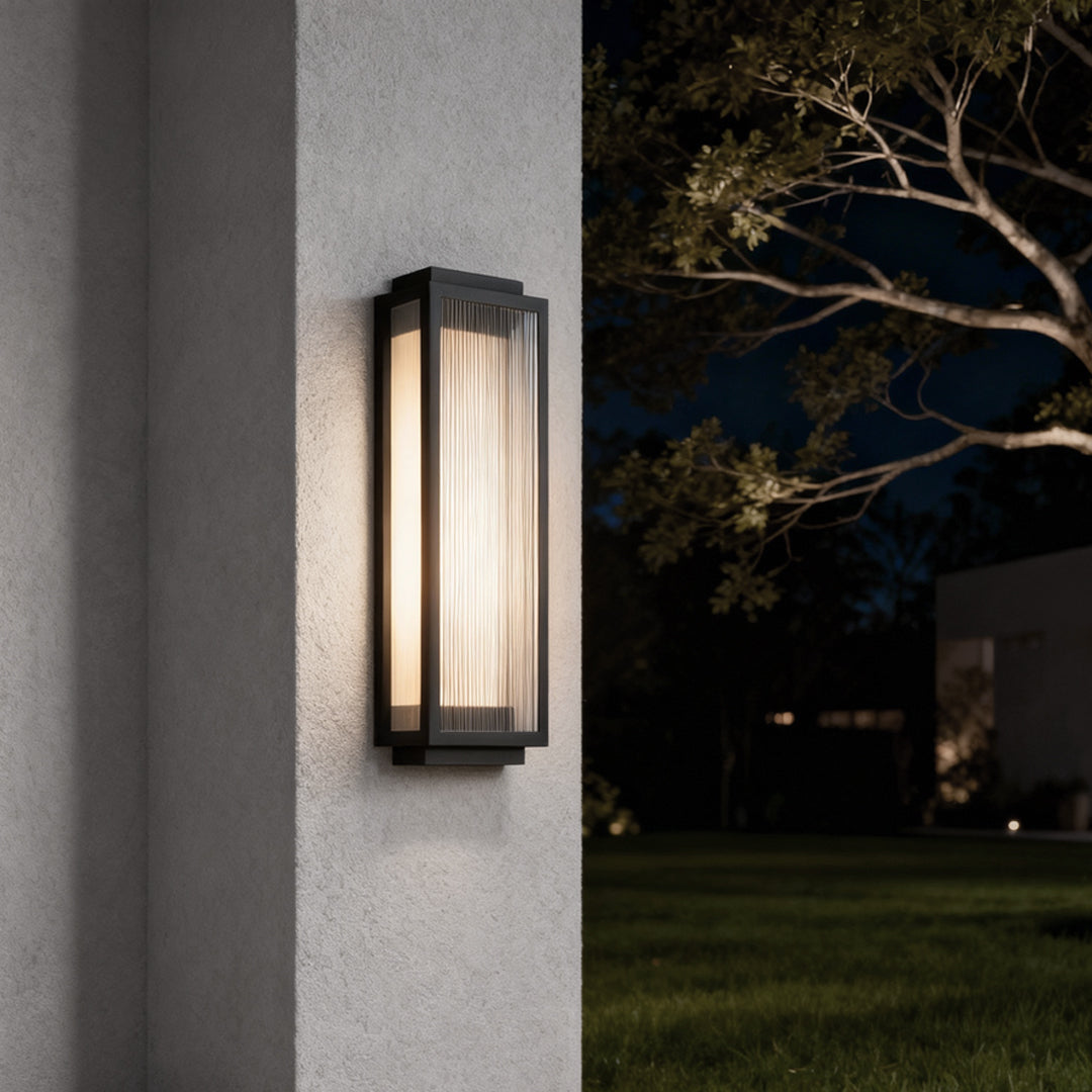 Modern Rectangular LED Outdoor Wall Light with Reeded Glass