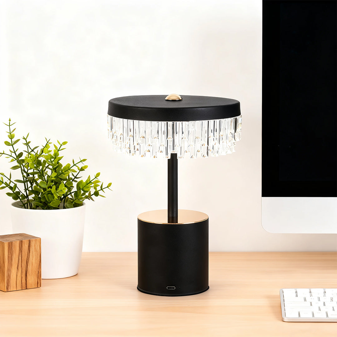Minimalist Fringe Table Lamp with USB Charging