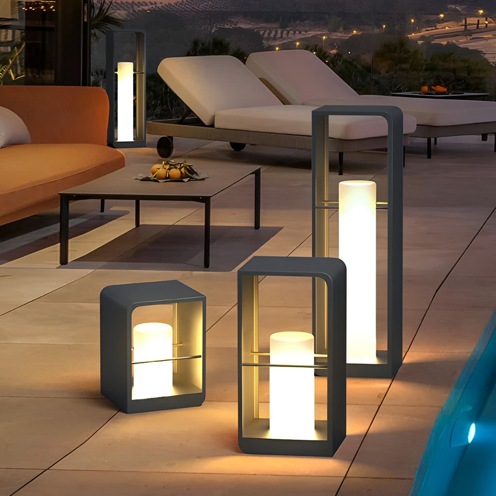 Premium Waterproof Black Lantern Outdoor Light with Rectangular Frame