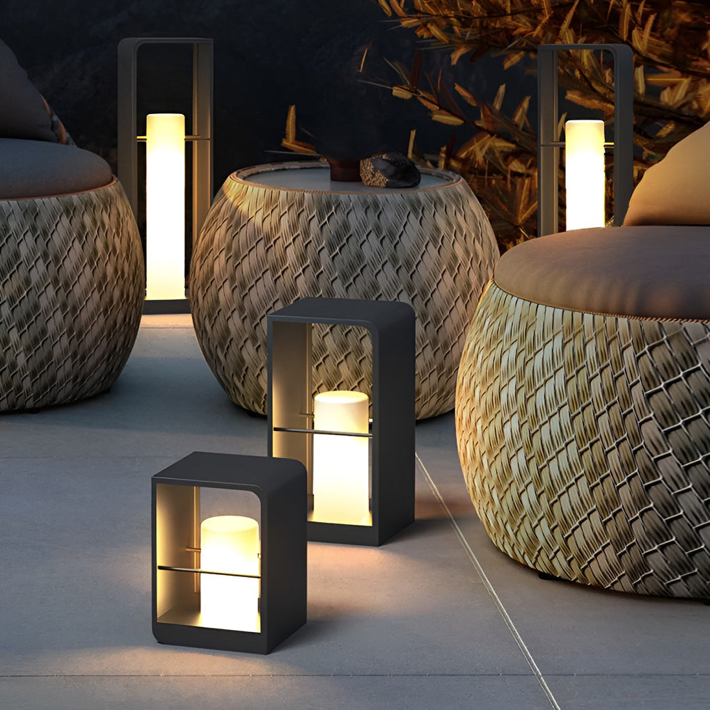 Premium Waterproof Black Lantern Outdoor Light with Rectangular Frame