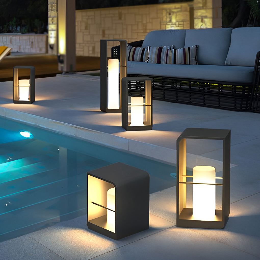 Premium Waterproof Black Lantern Outdoor Light with Rectangular Frame