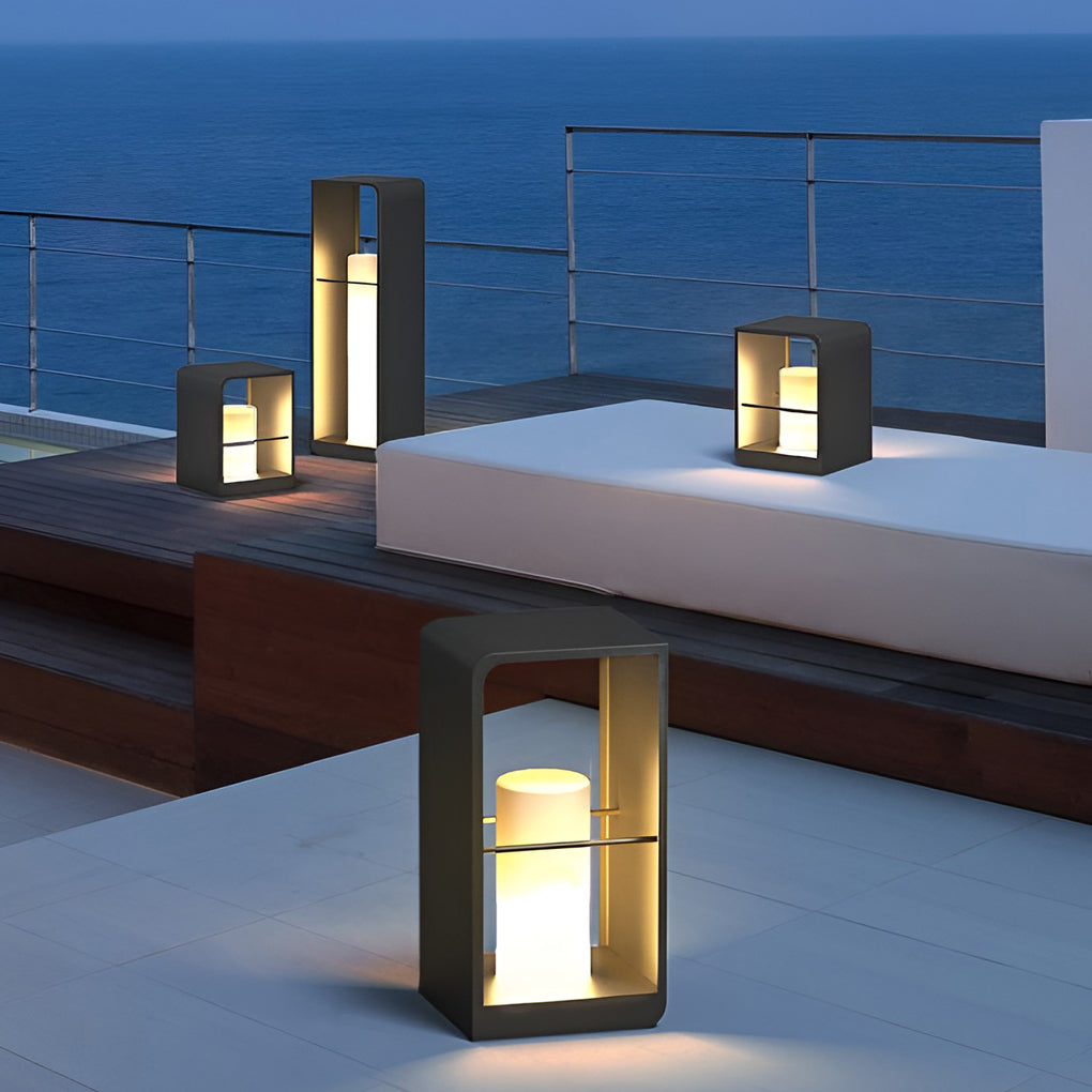Premium Waterproof Black Lantern Outdoor Light with Rectangular Frame