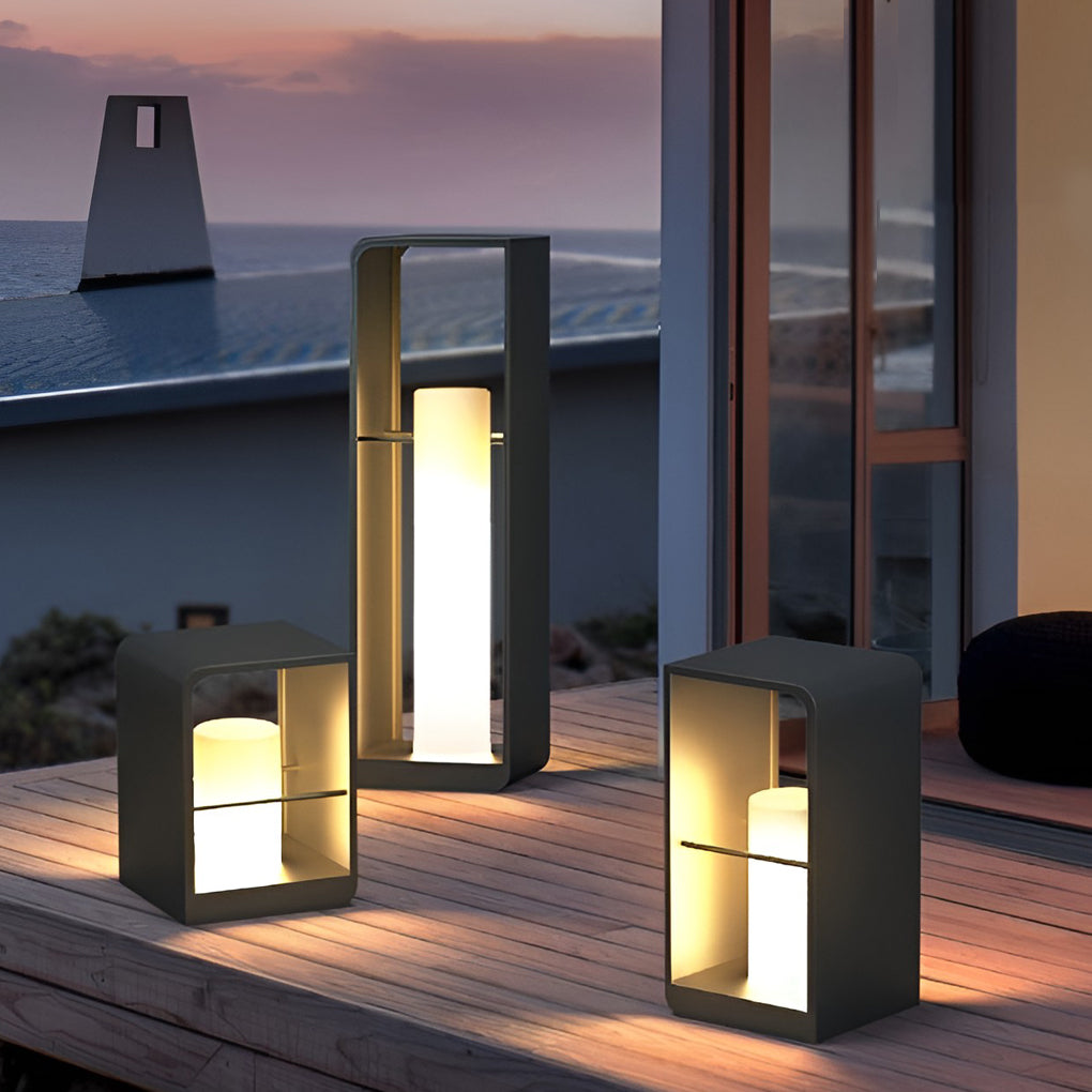 Premium Waterproof Black Lantern Outdoor Light with Rectangular Frame
