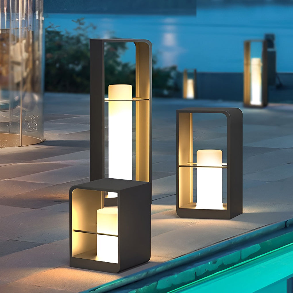 Premium Waterproof Black Lantern Outdoor Light with Rectangular Frame