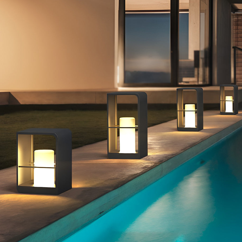 Premium Waterproof Black Lantern Outdoor Light with Rectangular Frame