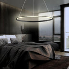 Modern Black LED Ring Chandelier - Aluminum Ceiling Light