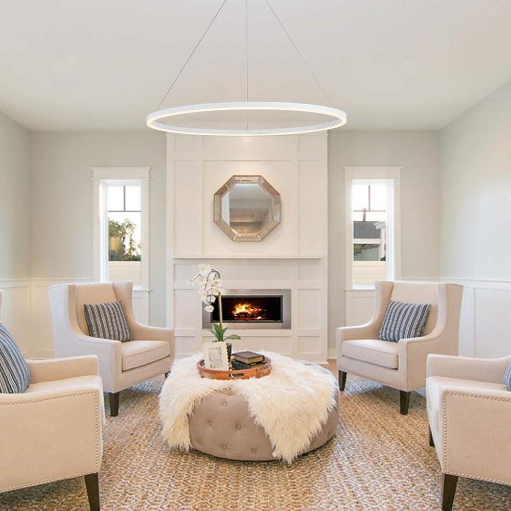 Modern Black LED Ring Chandelier - Aluminum Ceiling Light