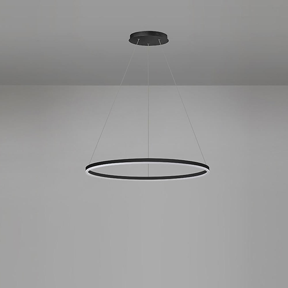 Modern Black LED Ring Chandelier - Aluminum Ceiling Light