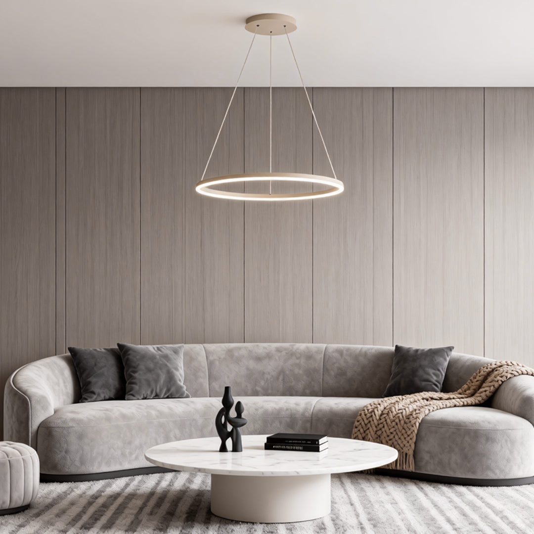 Modern Black LED Ring Chandelier - Aluminum Ceiling Light