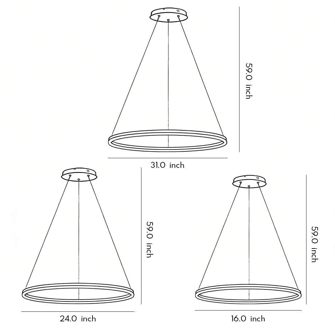 Modern Black LED Ring Chandelier - Aluminum Ceiling Light
