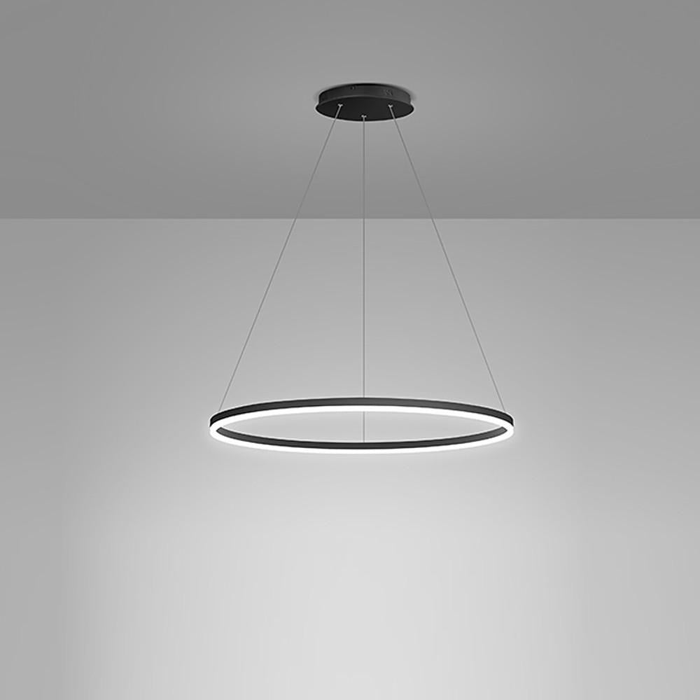 Modern Black LED Ring Chandelier - Aluminum Ceiling Light