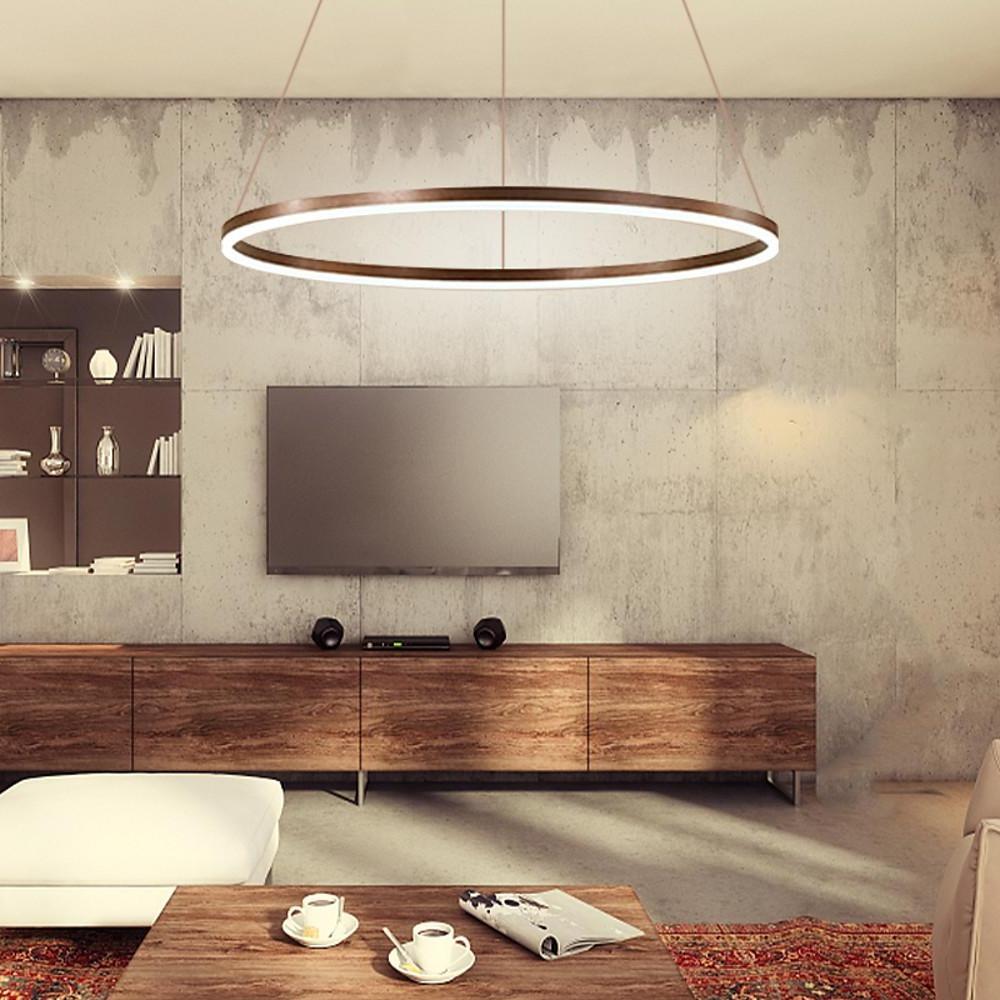 Modern Black LED Ring Chandelier - Aluminum Ceiling Light