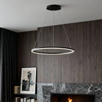 Modern Black LED Ring Chandelier - Aluminum Ceiling Light