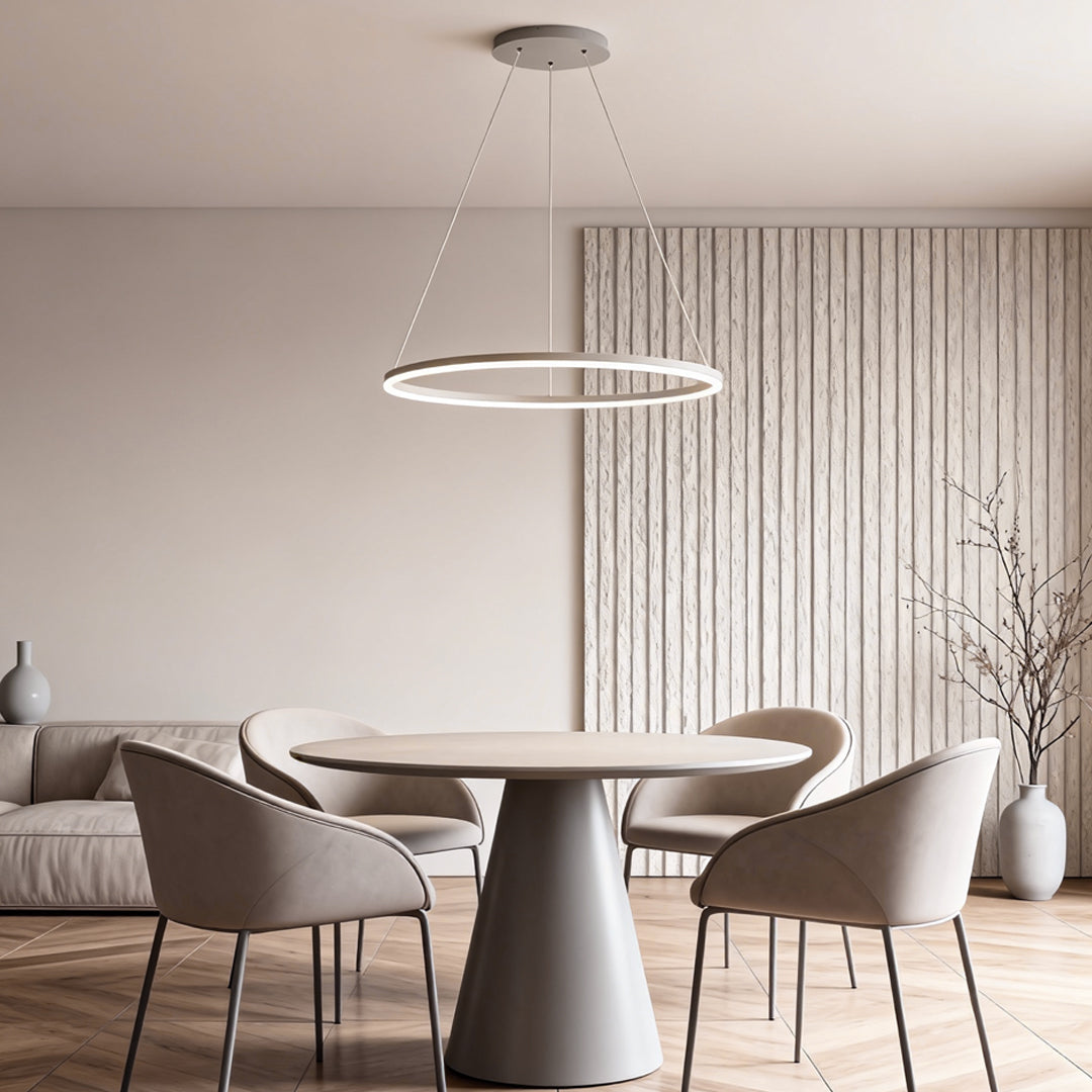 Modern Black LED Ring Chandelier - Aluminum Ceiling Light