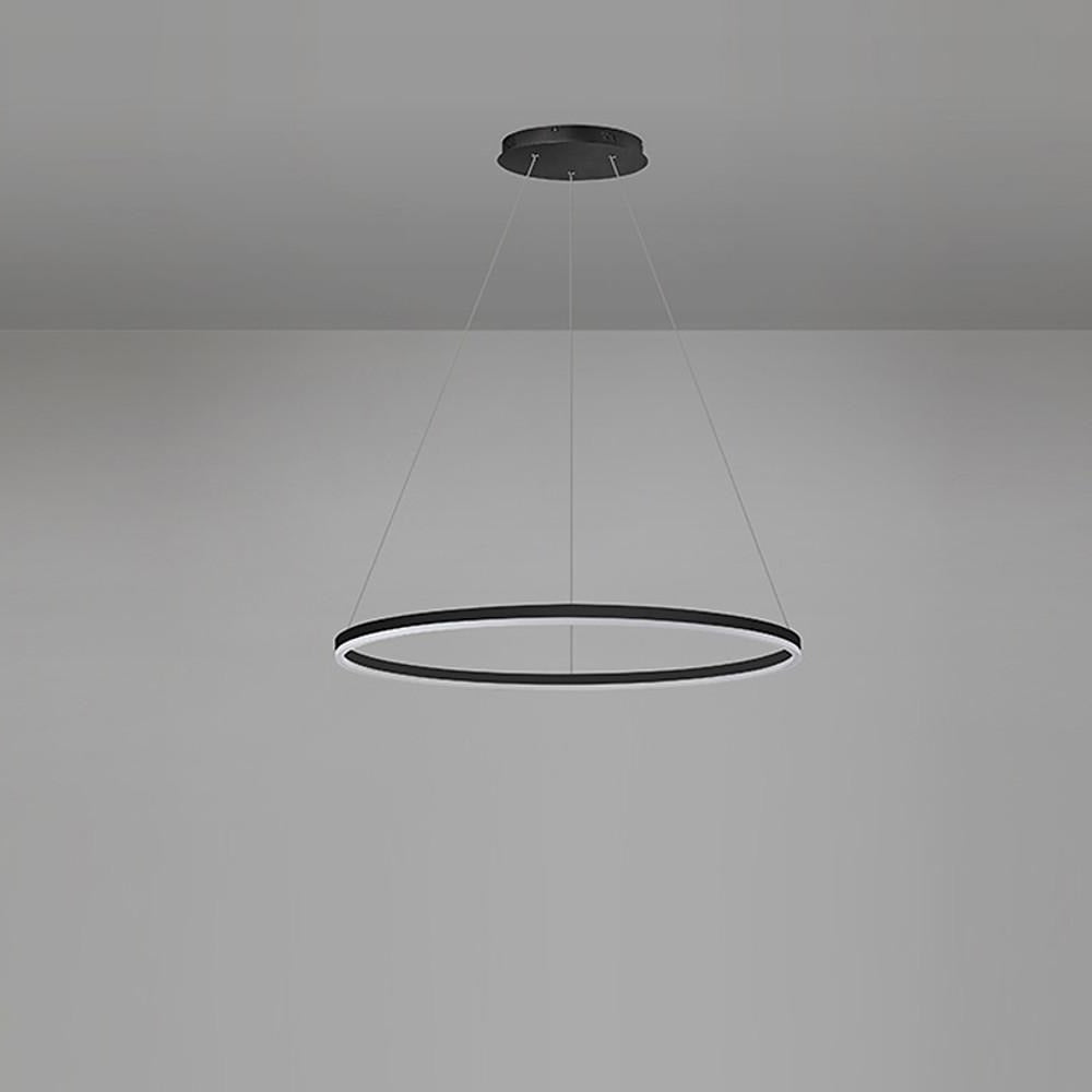 Modern Black LED Ring Chandelier - Aluminum Ceiling Light