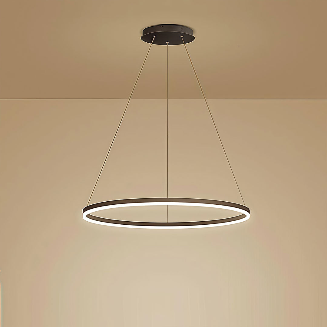 Modern Black LED Ring Chandelier - Aluminum Ceiling Light