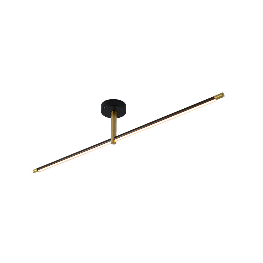 Minimalist Black and Gold LED Semi Flush Mount Ceiling Light