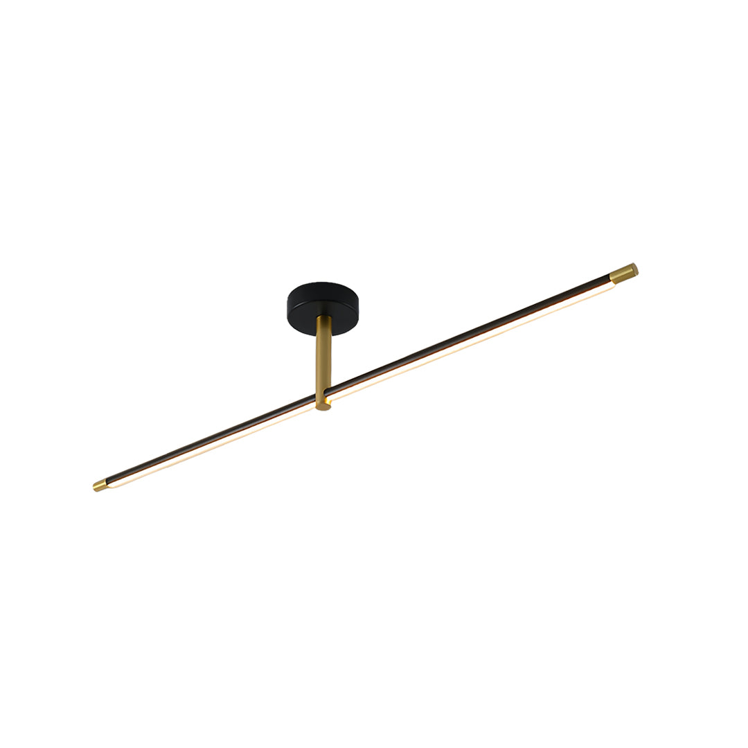 Minimalist Black and Gold LED Semi Flush Mount Ceiling Light