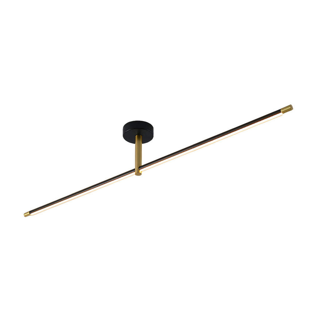 Minimalist Black and Gold LED Semi Flush Mount Ceiling Light