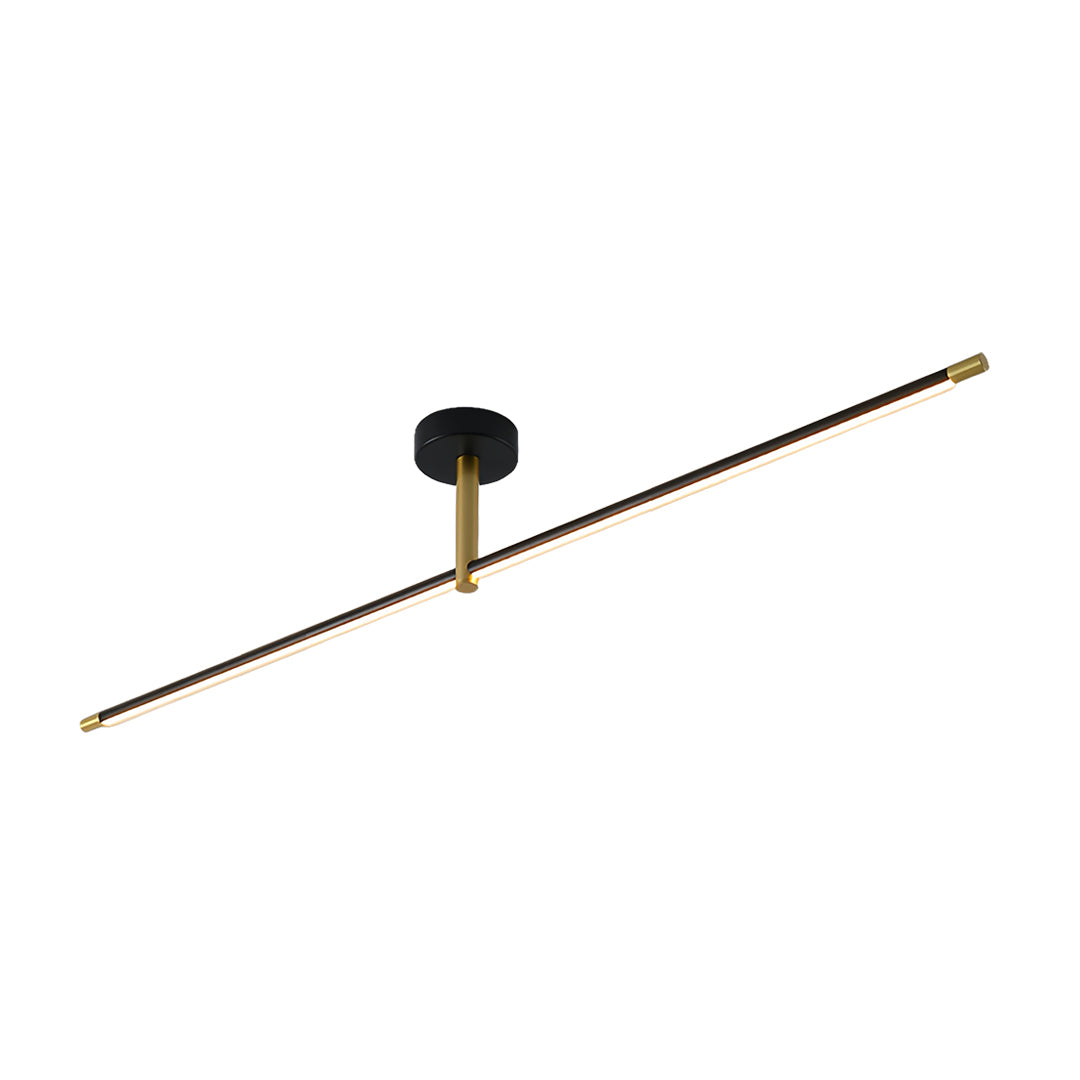 Minimalist Black and Gold LED Semi Flush Mount Ceiling Light