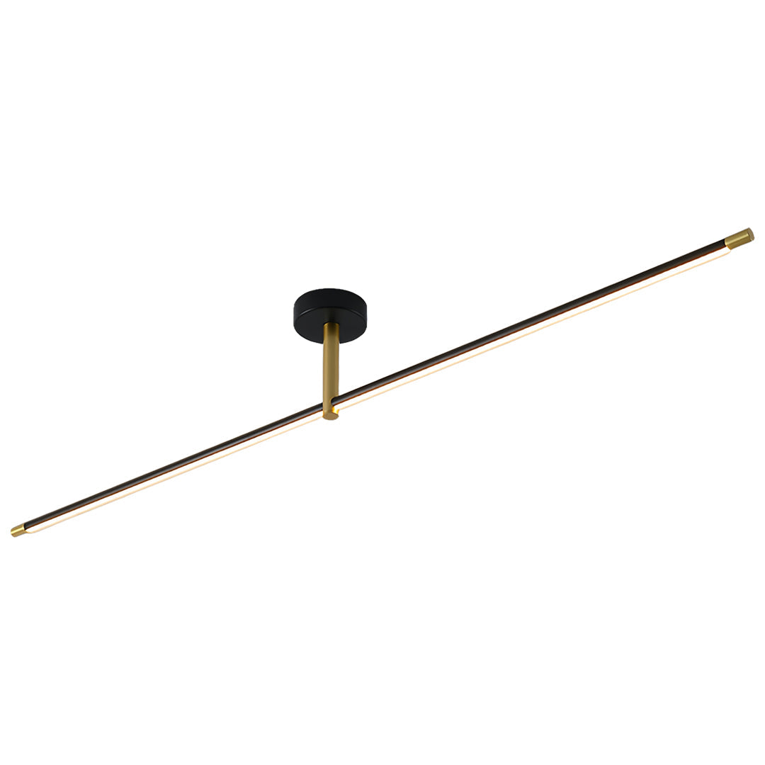 Minimalist Black and Gold LED Semi Flush Mount Ceiling Light