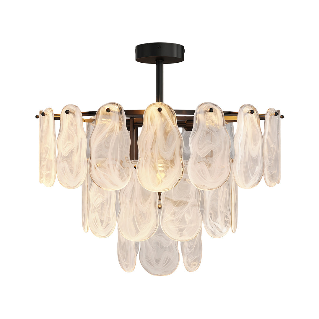 Midcentury Modern Copper and Glass Chandelier