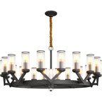 Luxury Copper Glass Drop Chandelier - Elegant Ceiling Light
