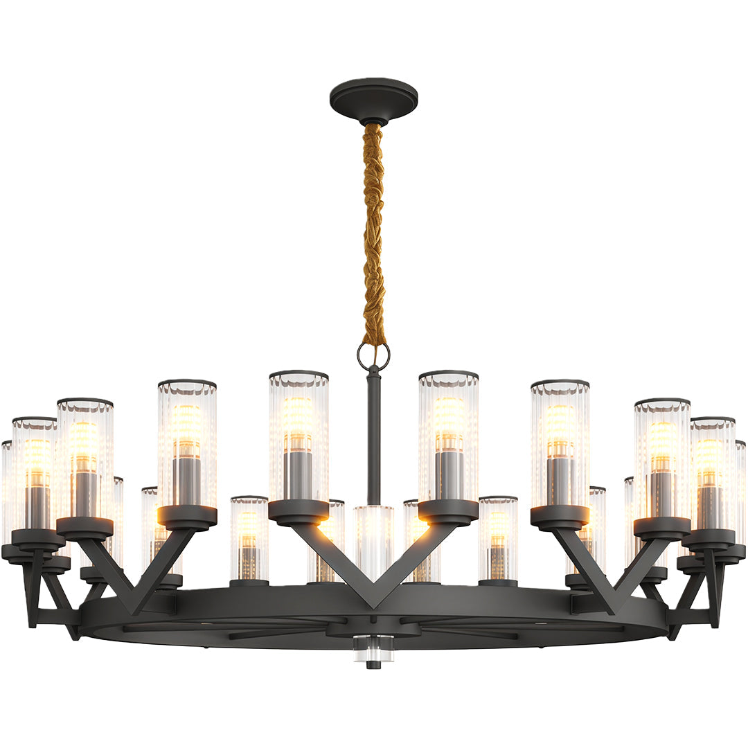 Luxury Copper Glass Drop Chandelier - Elegant Ceiling Light