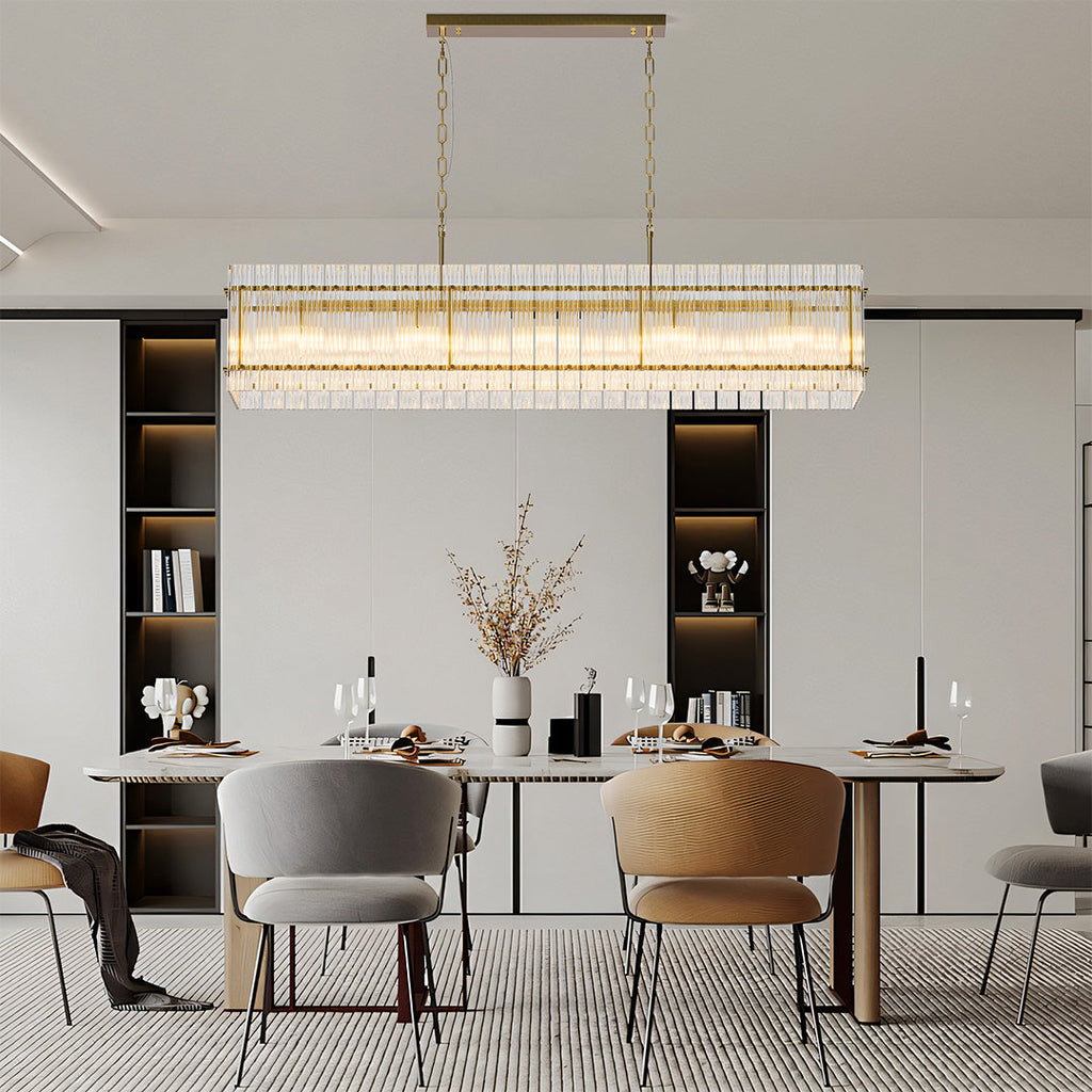 Luxury Iron Chandelier with Glass Lamp Shade - Elegant Ceiling Light