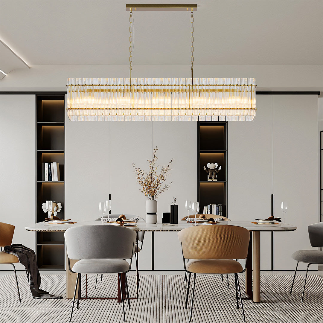 Luxury Iron Chandelier with Glass Lamp Shade - Elegant Ceiling Light