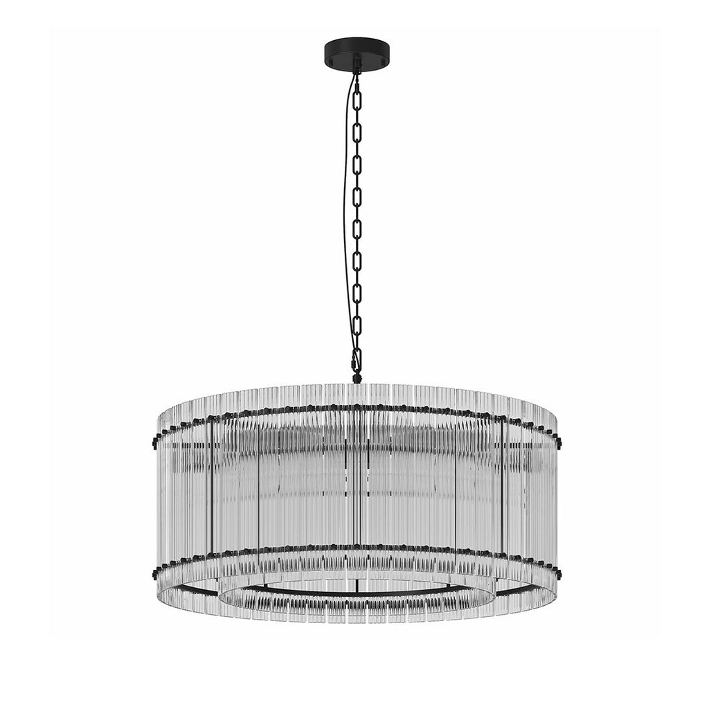 Luxury Iron Chandelier with Glass Lamp Shade - Elegant Ceiling Light