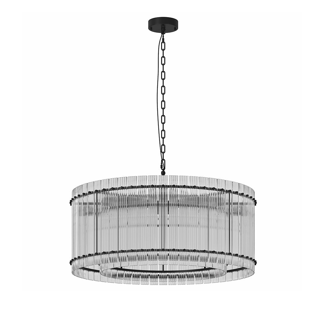 Luxury Iron Chandelier with Glass Lamp Shade - Elegant Ceiling Light