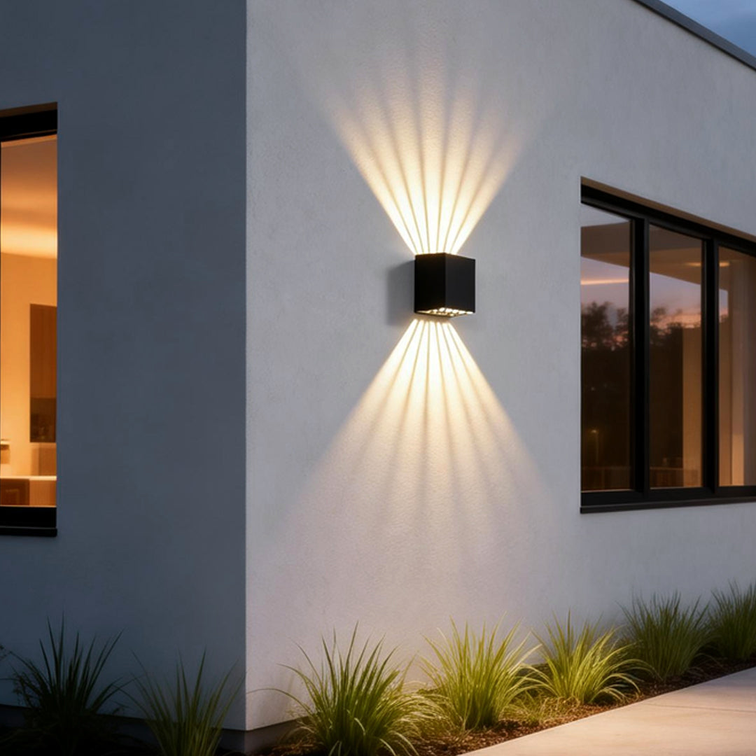 Premium Black Square Outdoor LED Wall Lights - Up and Down Lighting