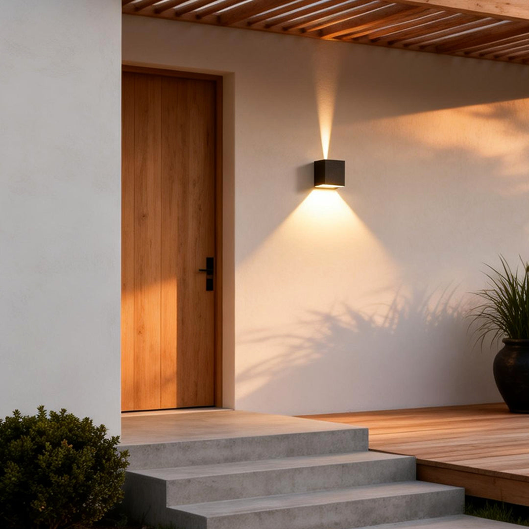 Premium Black Square Outdoor LED Wall Lights - Up and Down Lighting